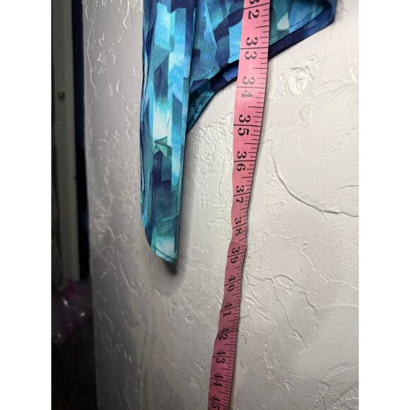 Catherines blue abstract button down‎ shirt womens 5X wacky art to wear artsy - Picture 6 of 7